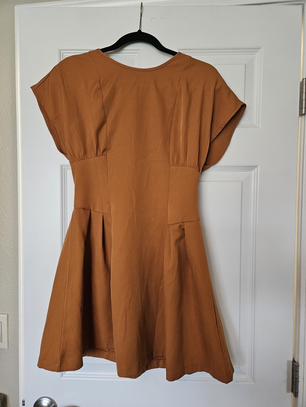 SHEIN Rust Orange Cap-Sleeve Fit-and-Flare Mini Dress